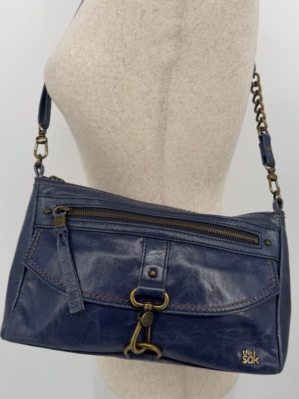 The Sak Ventura Blue Leather Crossbody Bag